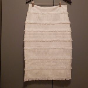 NWOT white fringe pencil skirt